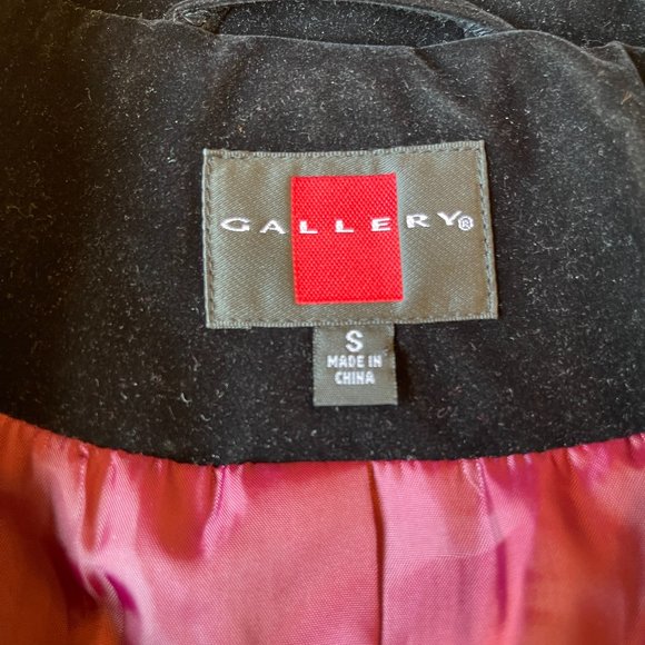 Gallery Velvet Double Breasted Black Pea Coat Blazer Size S - Picture 8 of 16